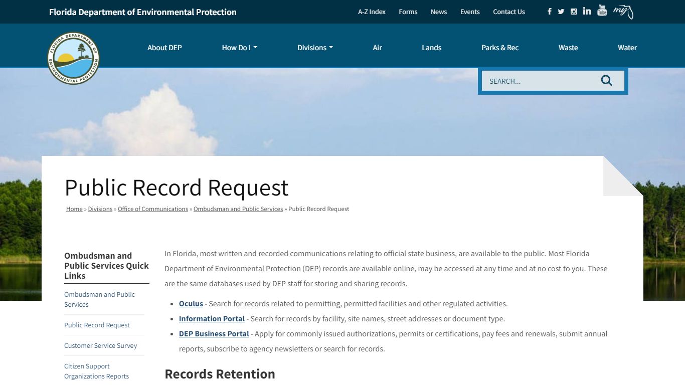 Public Record Request | Florida Department of Environmental Protection